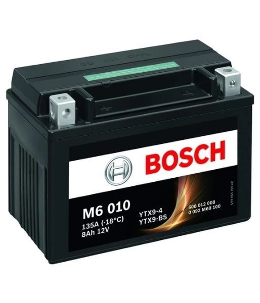 AKÜ: Bosch M6010 12V 8Ah AGM YTX9-BS Motosiklet Aküsü (FA104 Yeni tip)